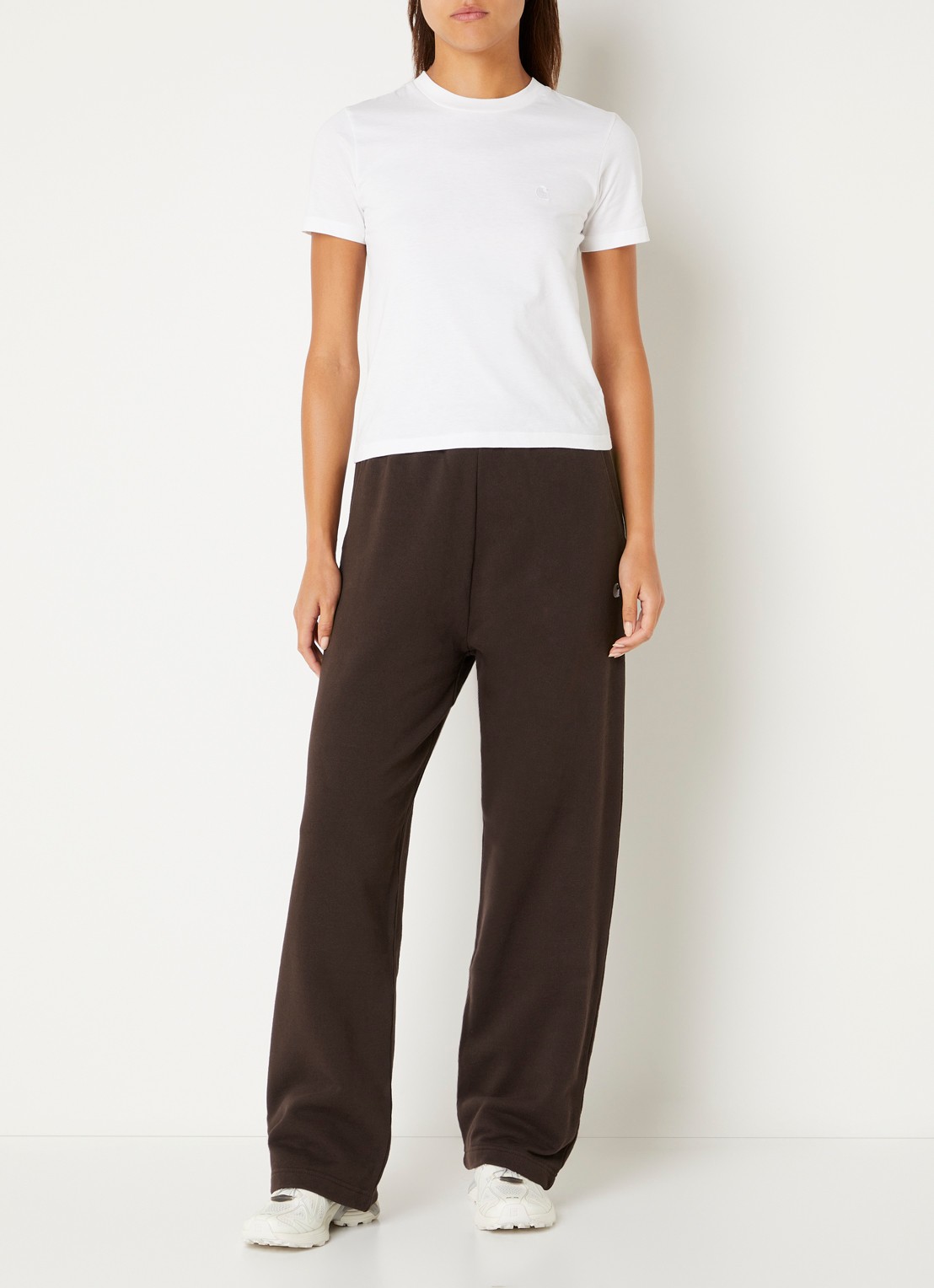 Carhartt WIP Cassie high waist straight fit joggingbroek met steekzakken - voorkant 4 kastanjebruin