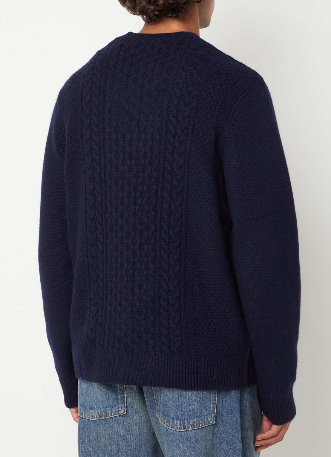 Carhartt WIP Caster kabelgebreide trui in wolblend - achterkant donkerblauw
