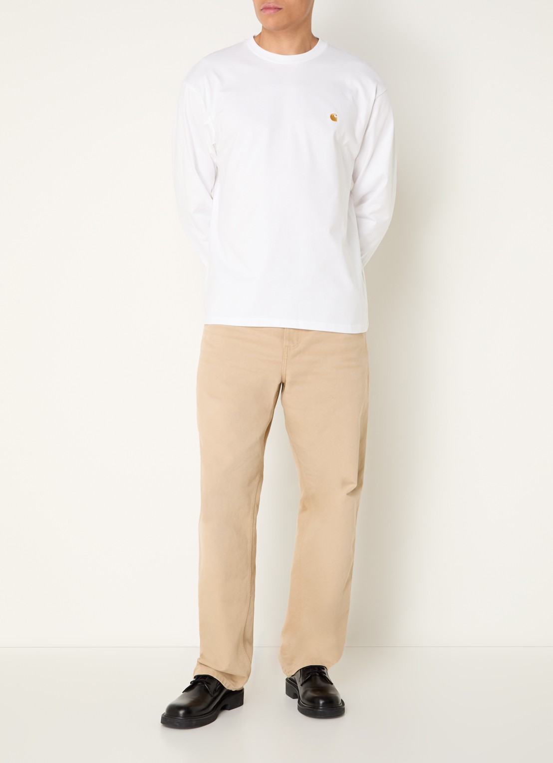 Carhartt WIP Chase longsleeve met logoborduring - voorkant 3 wit