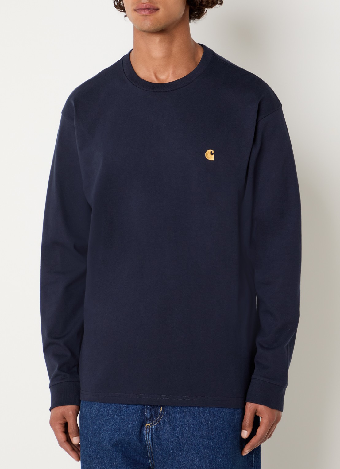 Carhartt WIP Chase longsleeve met logoborduring - detail 4 donkerblauw