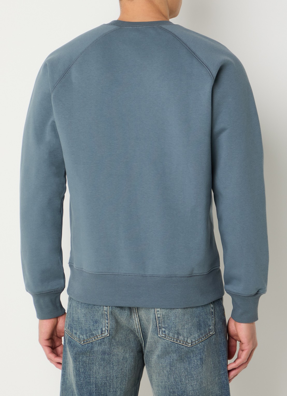Carhartt WIP Chase sweater met logo - achterkant 3 staalblauw