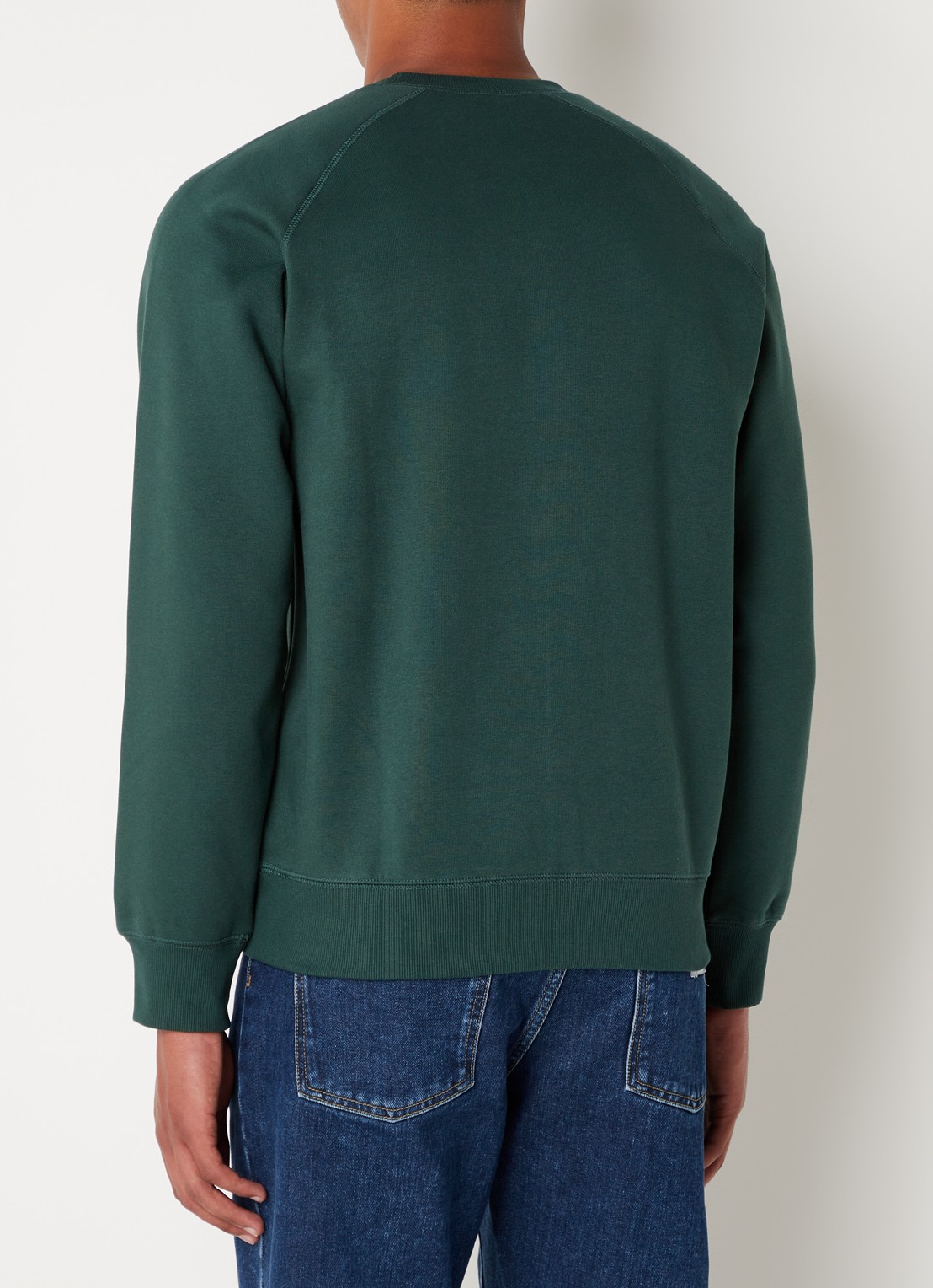 Carhartt WIP Chase sweater met logo - achterkant donkergroen