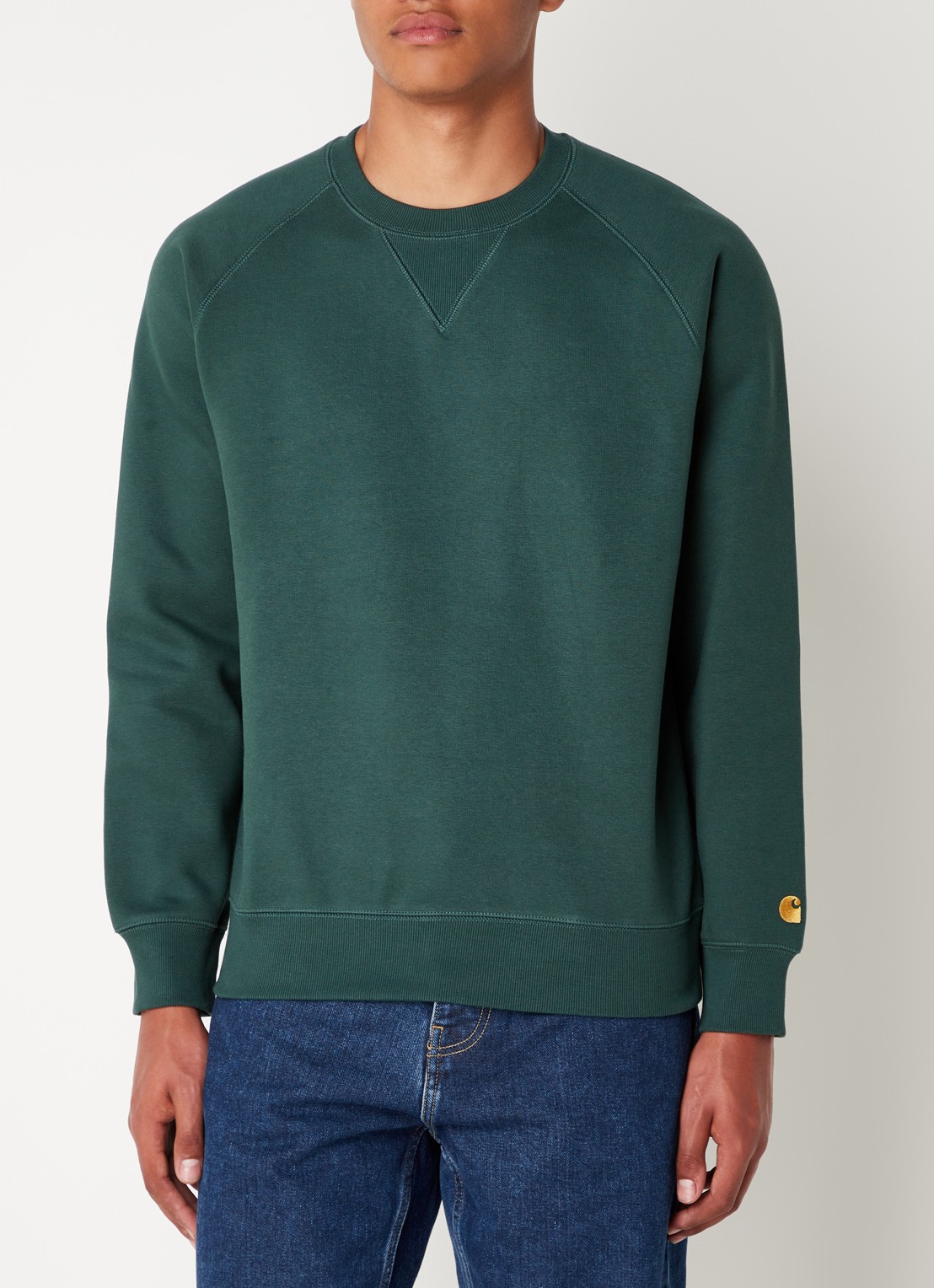 Carhartt WIP Chase sweater met logo - detail 2 donkergroen