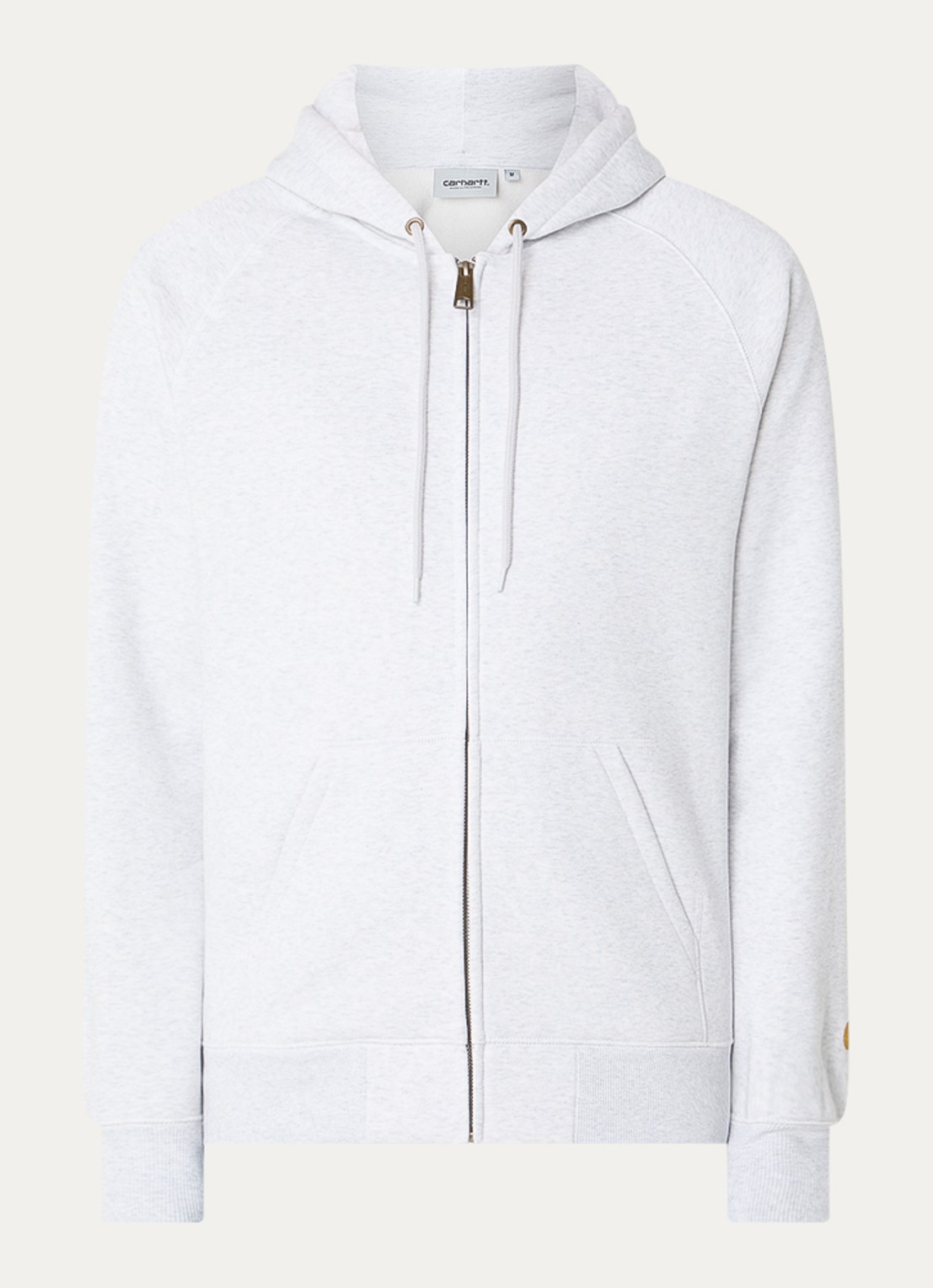 Carhartt WIP Chase sweatvest met capuchon - voorkant 3 grijsmele