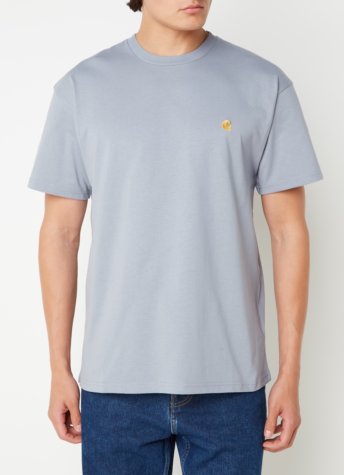 Carhartt WIP Chase T-shirt met logo - detail 4 blauwgrijs