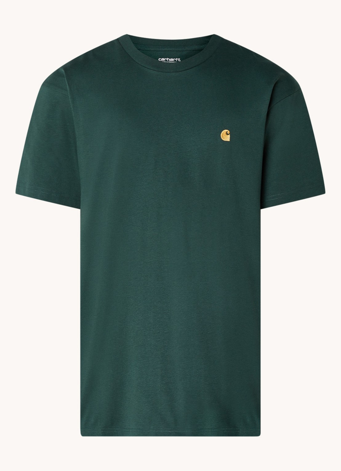 Carhartt WIP Chase T-shirt met logo - voorkant 2 donkergroen
