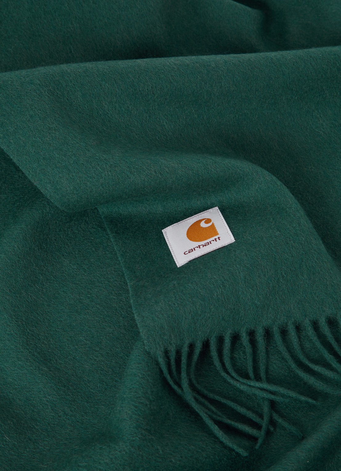 Carhartt WIP Clan sjaal van wol 180 x 30 cm  - detail donkergroen