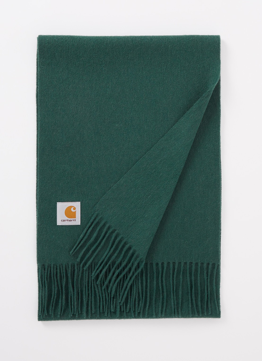 Carhartt WIP Clan sjaal van wol 180 x 30 cm  - voorkant 2 donkergroen
