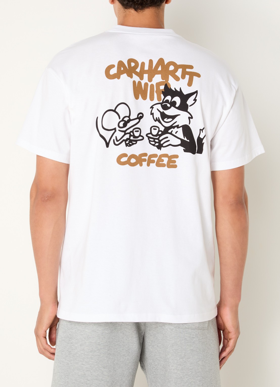 Carhartt WIP Coffee Break T-shirt met logo- en backprint - detail 4 wit