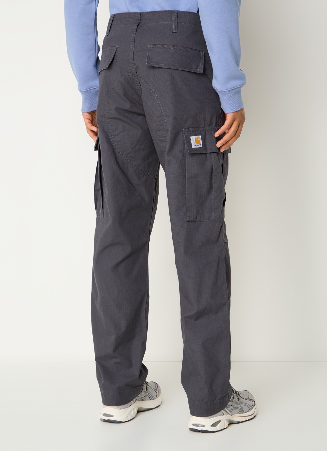 Carhartt WIP Colombia straight fit cargobroek met klep- en steekzakken - achterkant donkergrijs