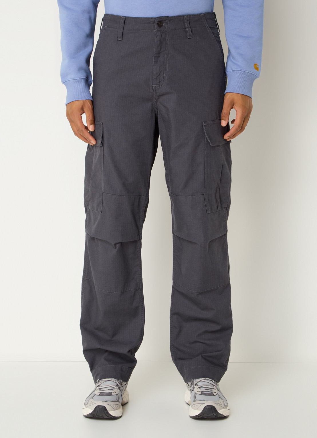 Carhartt WIP Colombia straight fit cargobroek met klep- en steekzakken - detail 2 donkergrijs