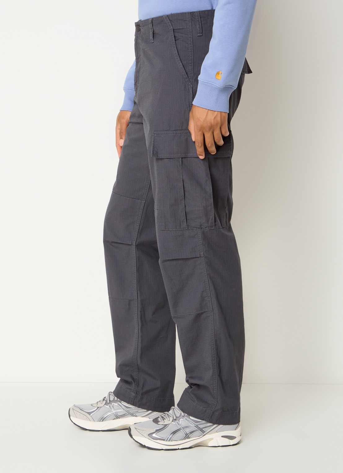 Carhartt WIP Colombia straight fit cargobroek met klep- en steekzakken - detail 3 donkergrijs