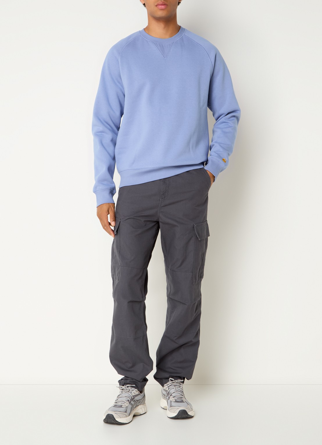 Carhartt WIP Colombia straight fit cargobroek met klep- en steekzakken - voorkant 5 donkergrijs