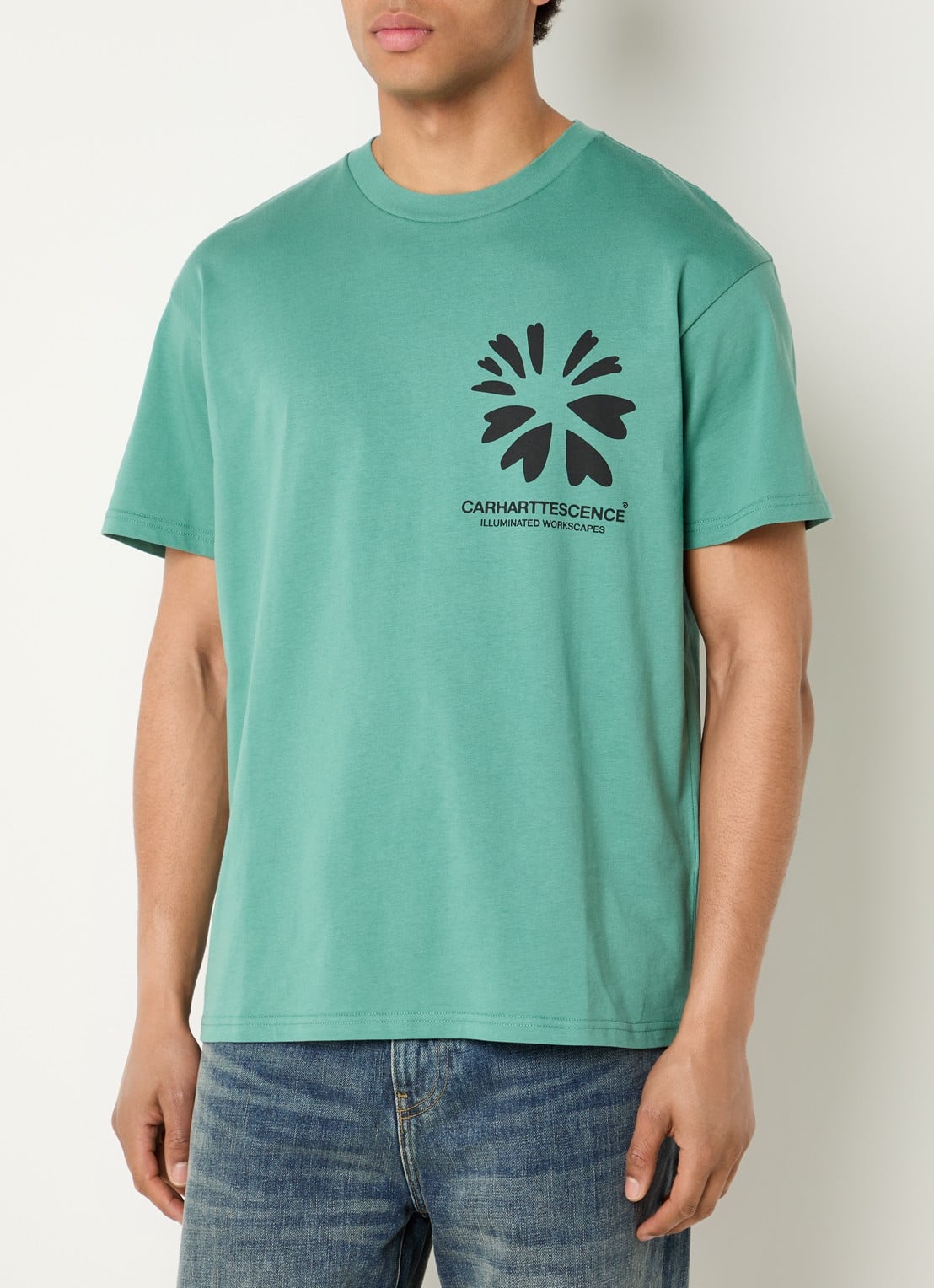 Carhartt WIP Compy T-shirt met front- en backprint - achterkant mint