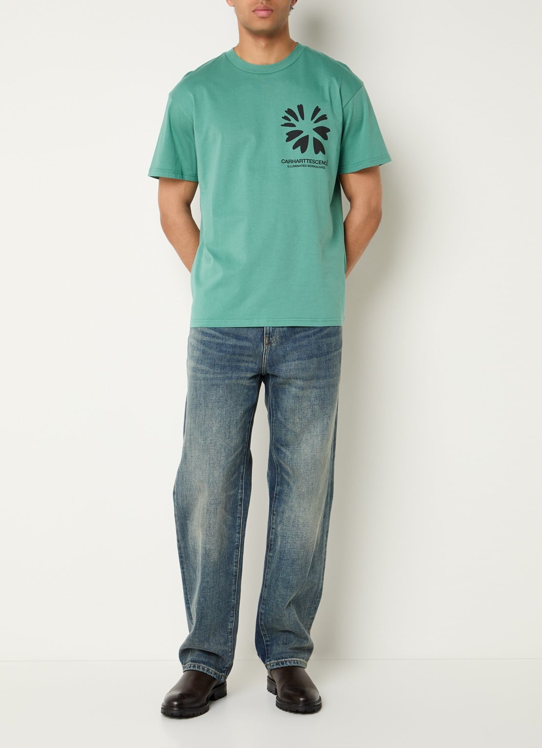 Carhartt WIP Compy T-shirt met front- en backprint - voorkant 3 mint