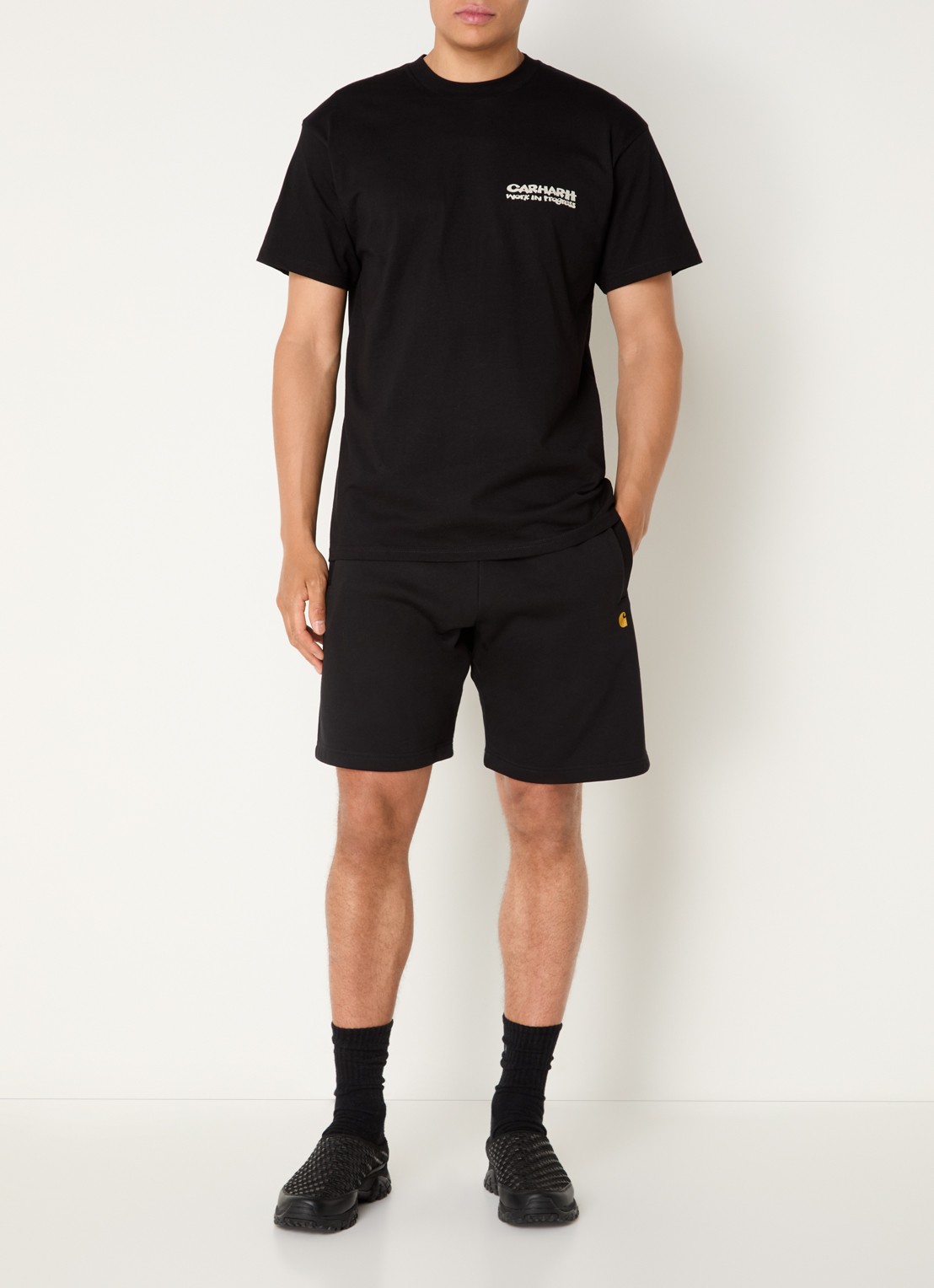 Carhartt WIP Cubist T-shirt met logo- en backprint - voorkant 3 zwart
