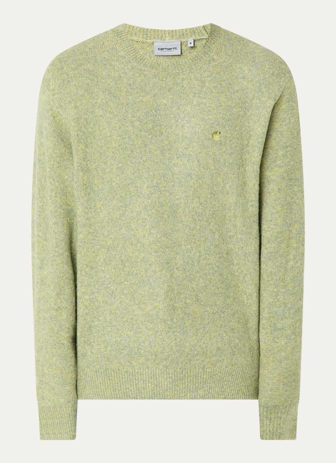 Carhartt WIP Curtis fijngebreide trui met gemêleerd dessin - voorkant 2 lichtgroen
