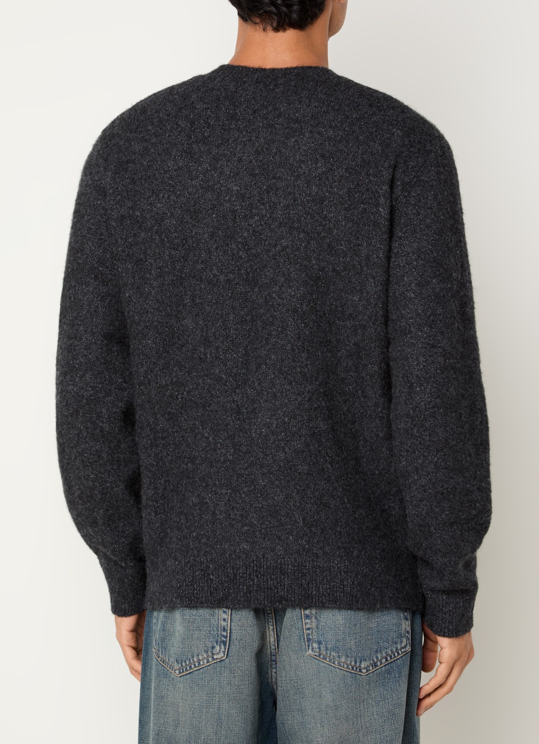 Carhartt WIP Curtis grofgebreide trui in wolblend met ronde hals - achterkant 3 donkerblauw