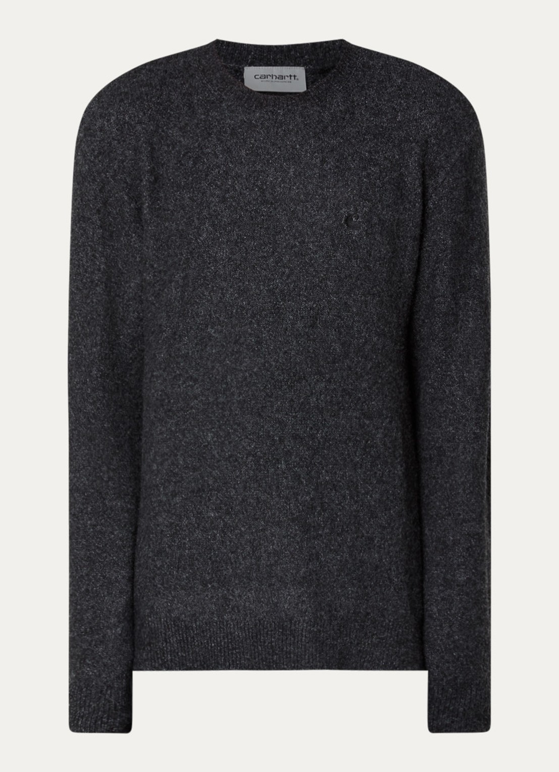 Carhartt WIP Curtis grofgebreide trui in wolblend met ronde hals - voorkant donkerblauw