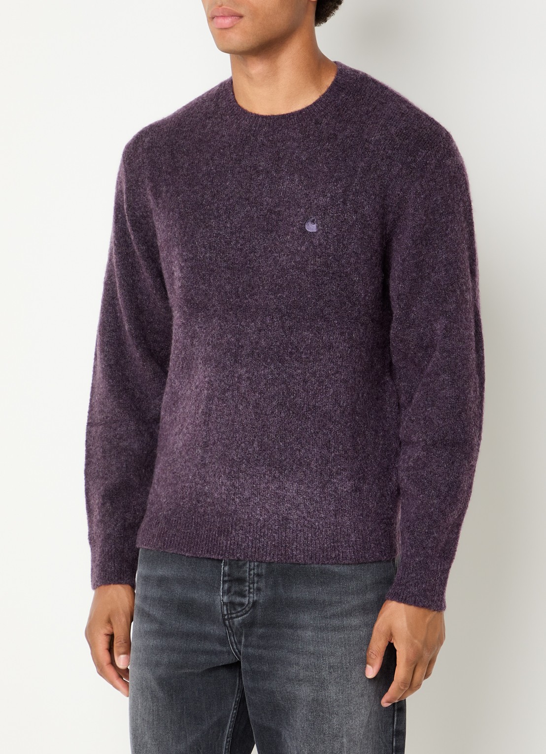 Carhartt WIP Curtis grofgebreide trui in wolblend met ronde hals - detail 4 paars