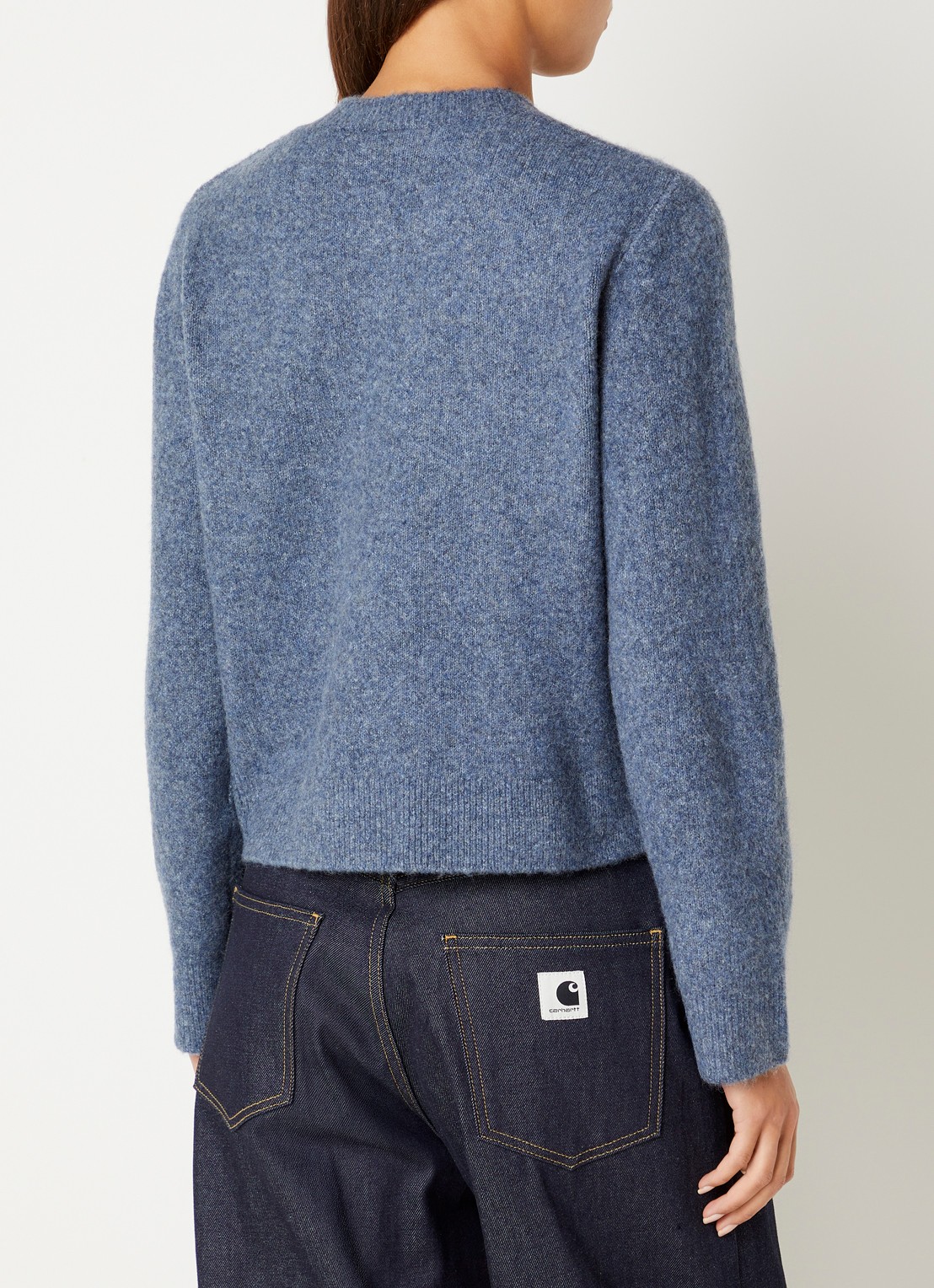 Carhartt WIP Curtis grofgebreide trui met logo - achterkant blauw