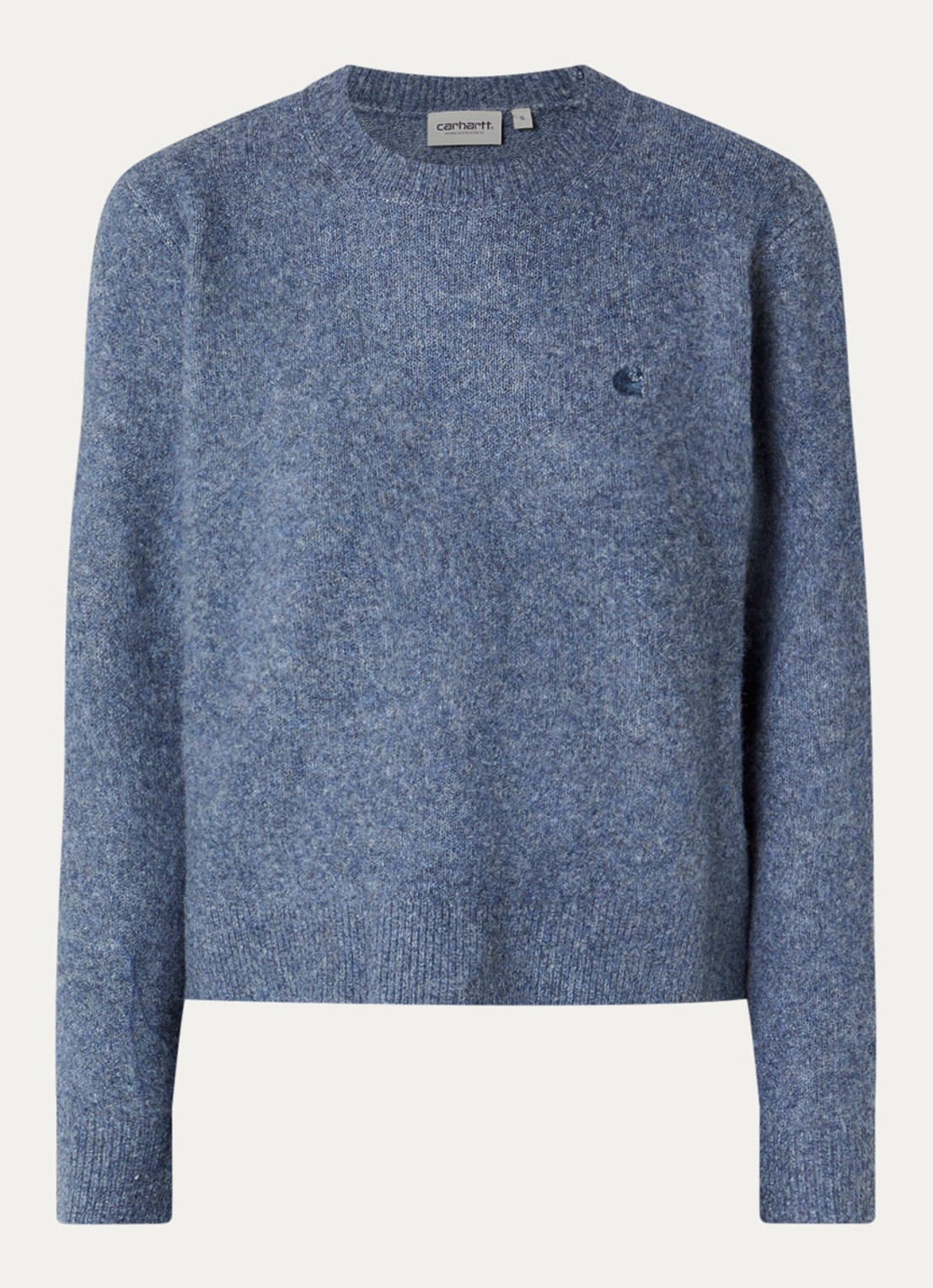 Carhartt WIP Curtis grofgebreide trui met logo - voorkant 3 blauw