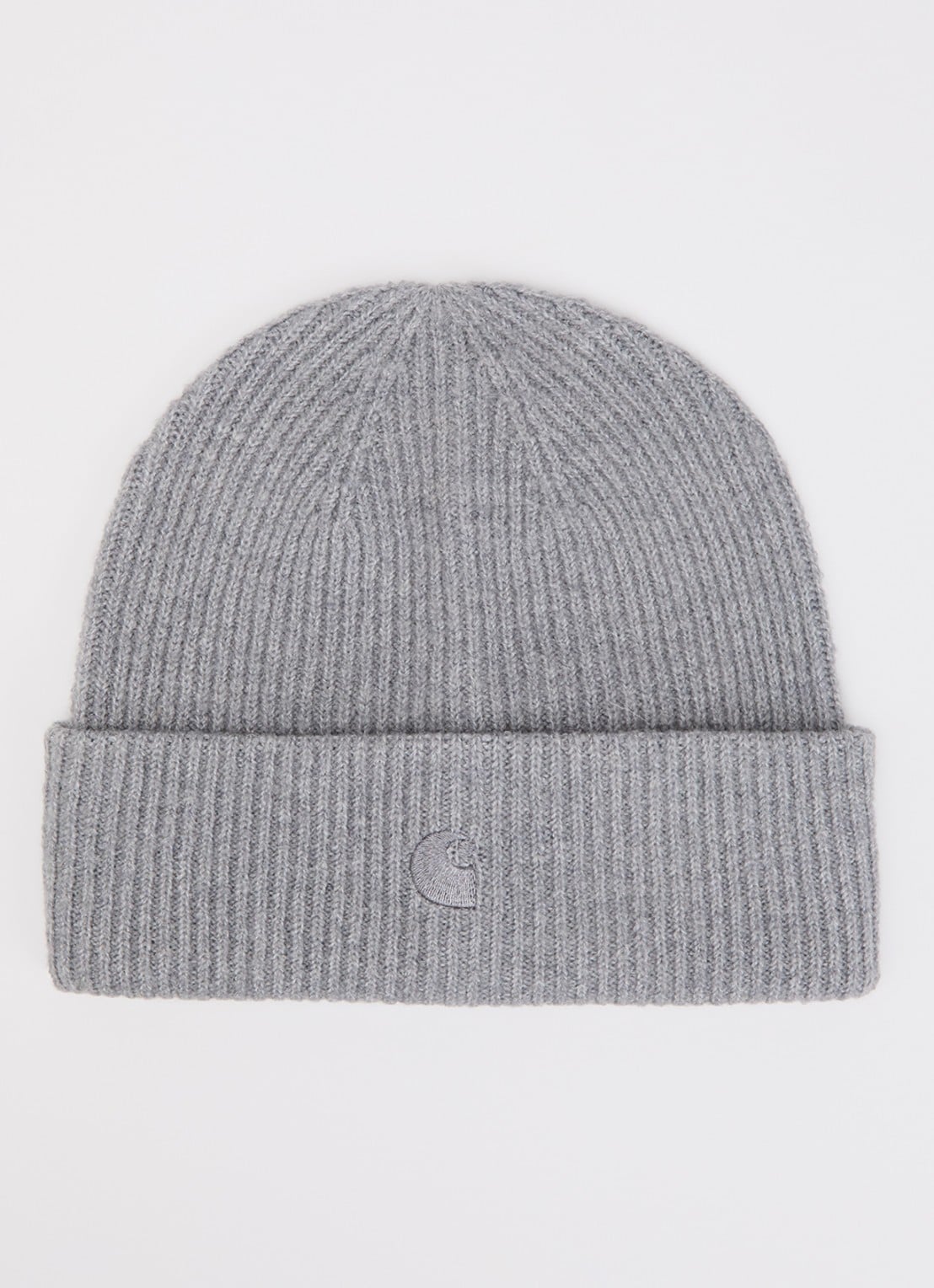 Carhartt WIP Curtis muts in wolblend met logoborduring - voorkant grijsmele