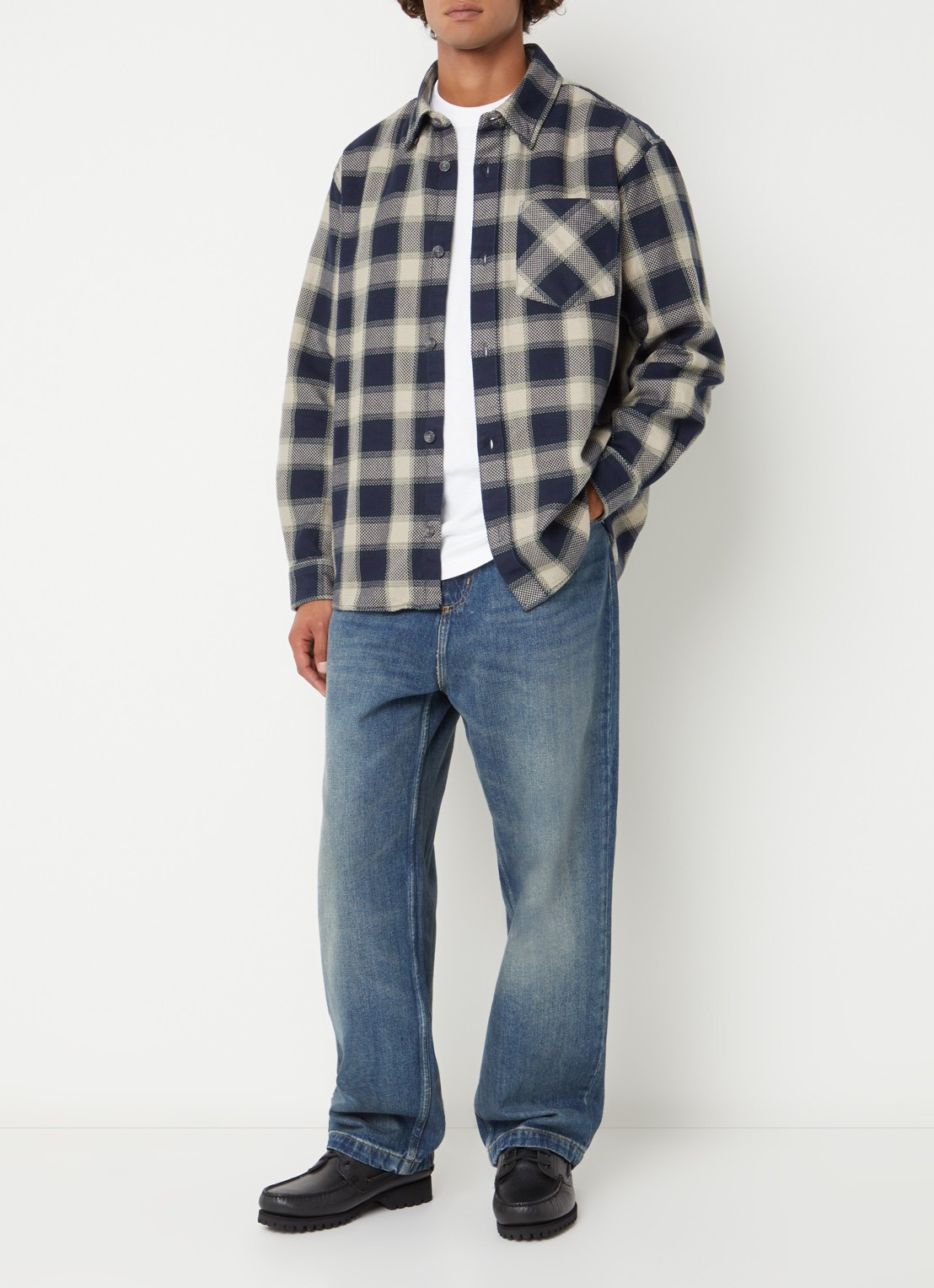 Carhartt WIP Dayne overshirt met ruitdessin - voorkant 3 beige