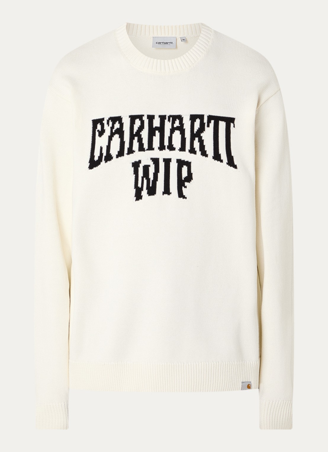 Carhartt WIP Deck fijngebreide trui met logo - voorkant 2 gebroken wit