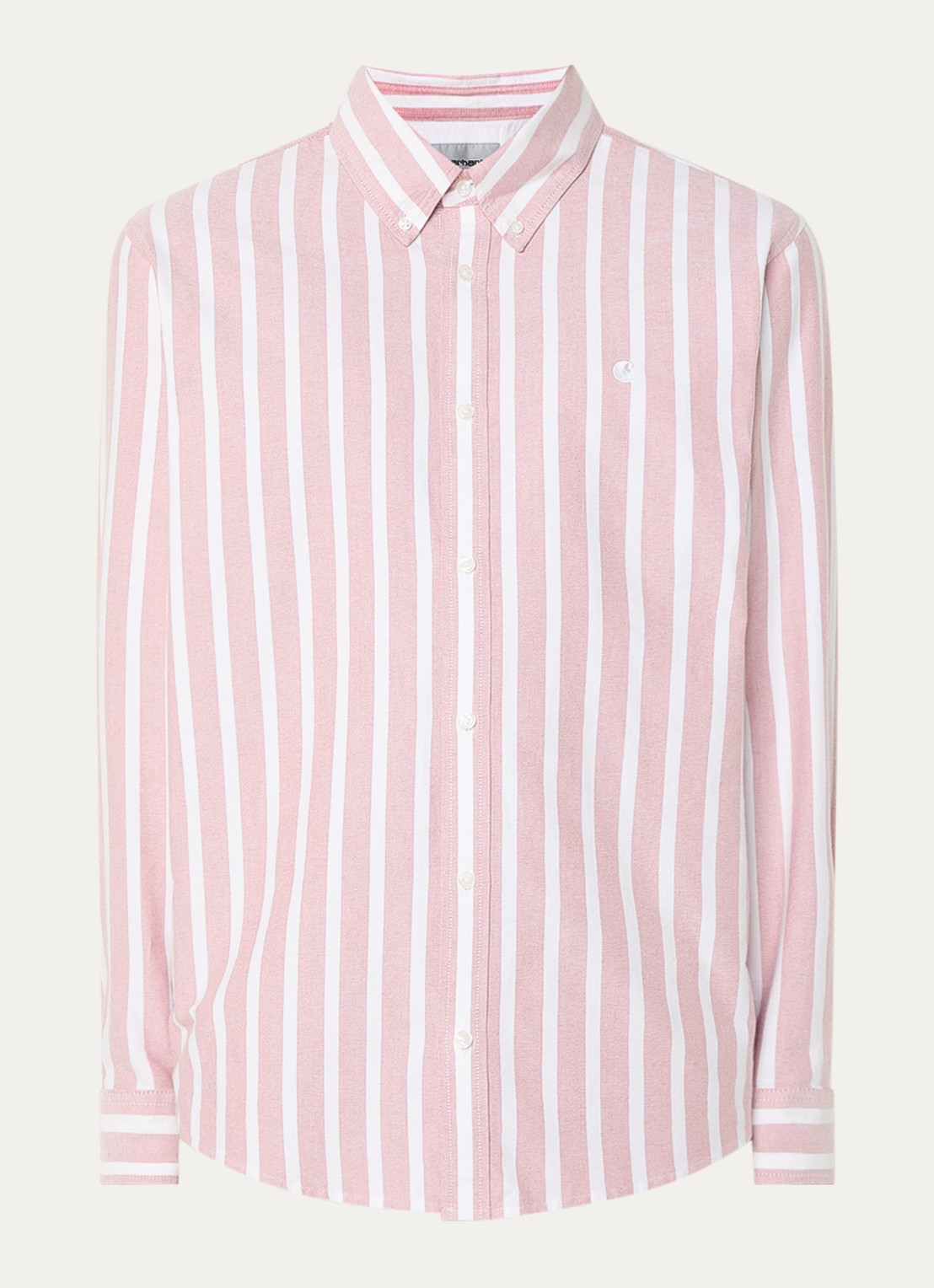 Carhartt WIP Deven regular fit overhemd met streepprint - voorkant 2 lichtrood