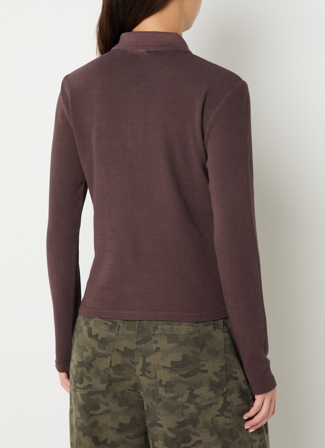 Carhartt WIP Dora regular fit polo met structuur - achterkant 2 bruin