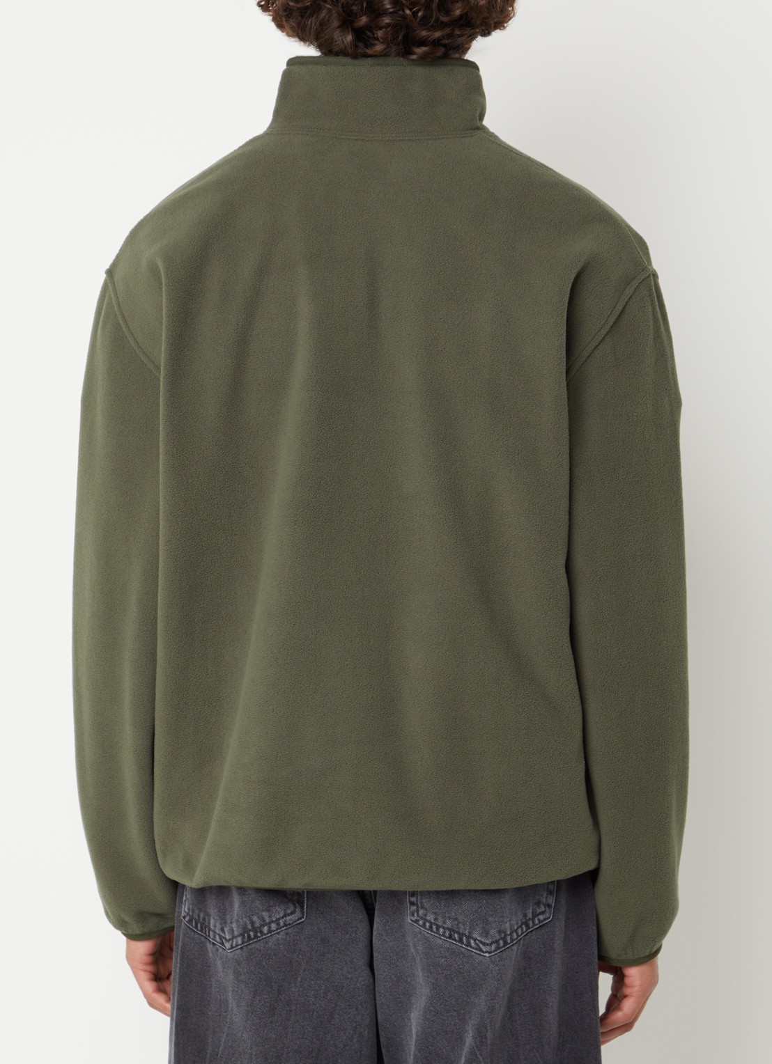 Carhartt WIP Edmore sweater van teddy met opstaande kraag - achterkant 3 olijfgroen