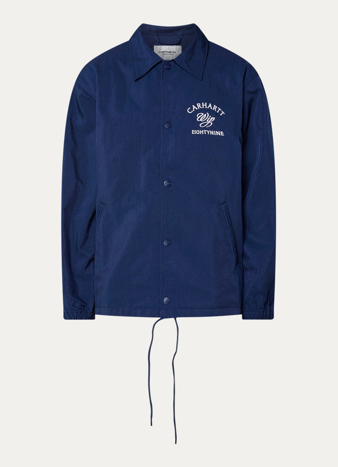 Carhartt WIP Eightynine Coach softshell jack met steekzakken - voorkant 3 indigo
