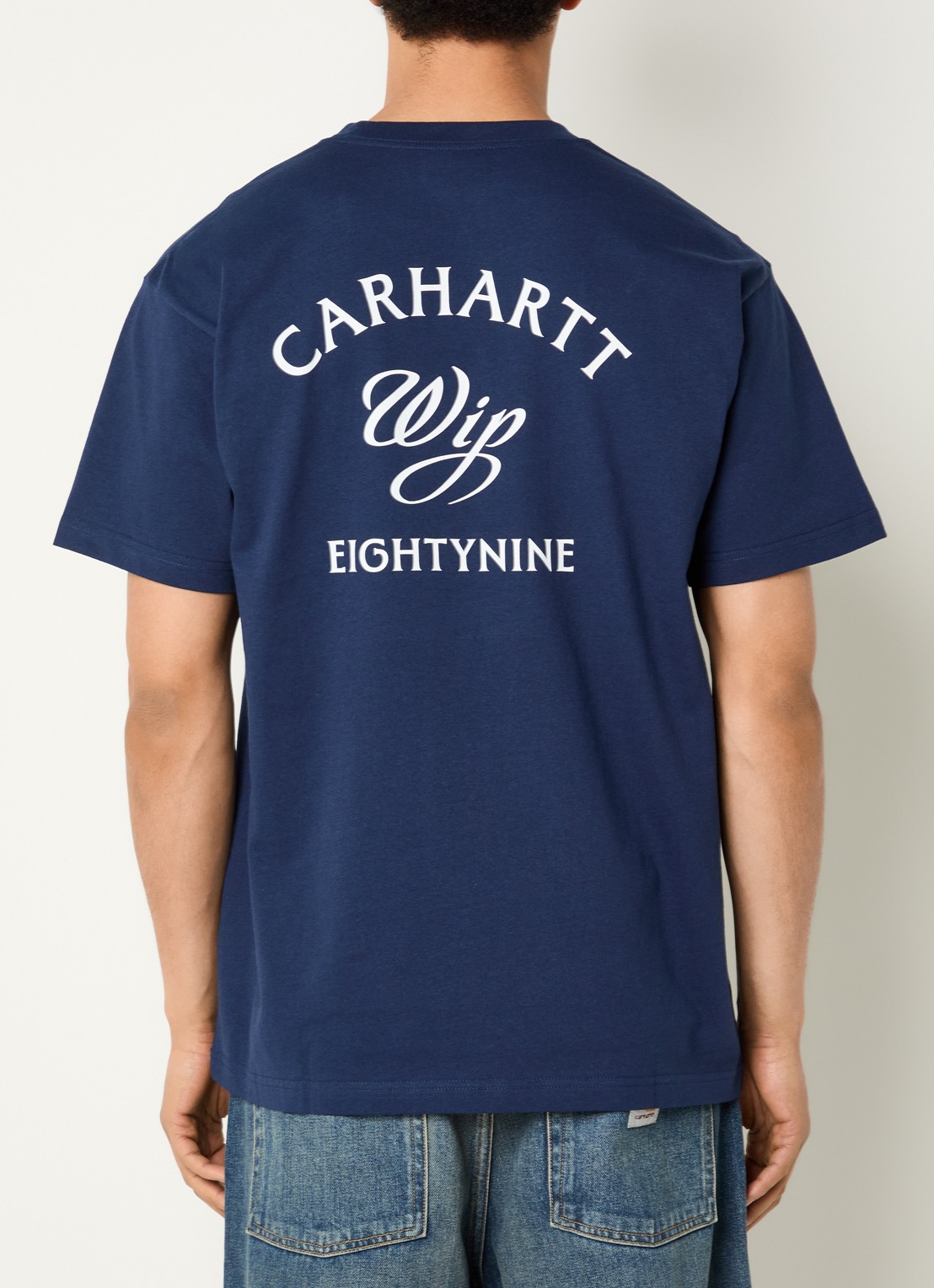 Carhartt WIP Eightynine T-shirt met logo- en backprint - detail 4 donkerblauw