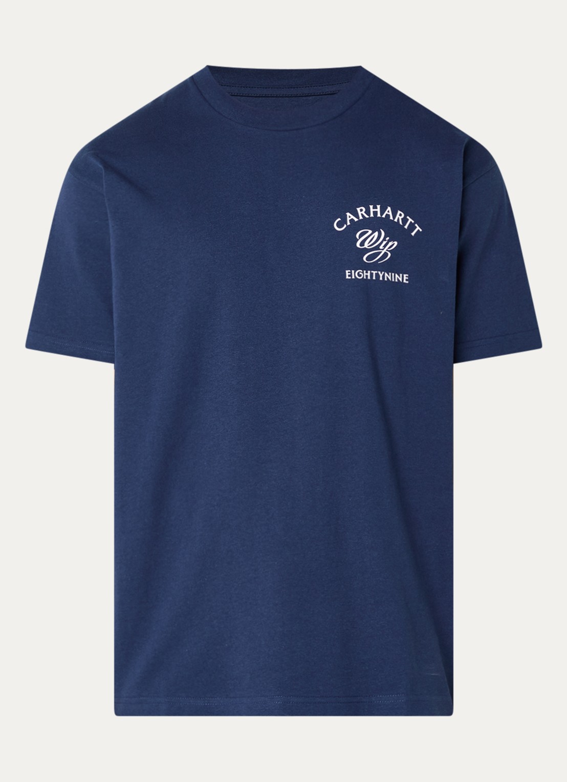 Carhartt WIP Eightynine T-shirt met logo- en backprint - voorkant 2 donkerblauw