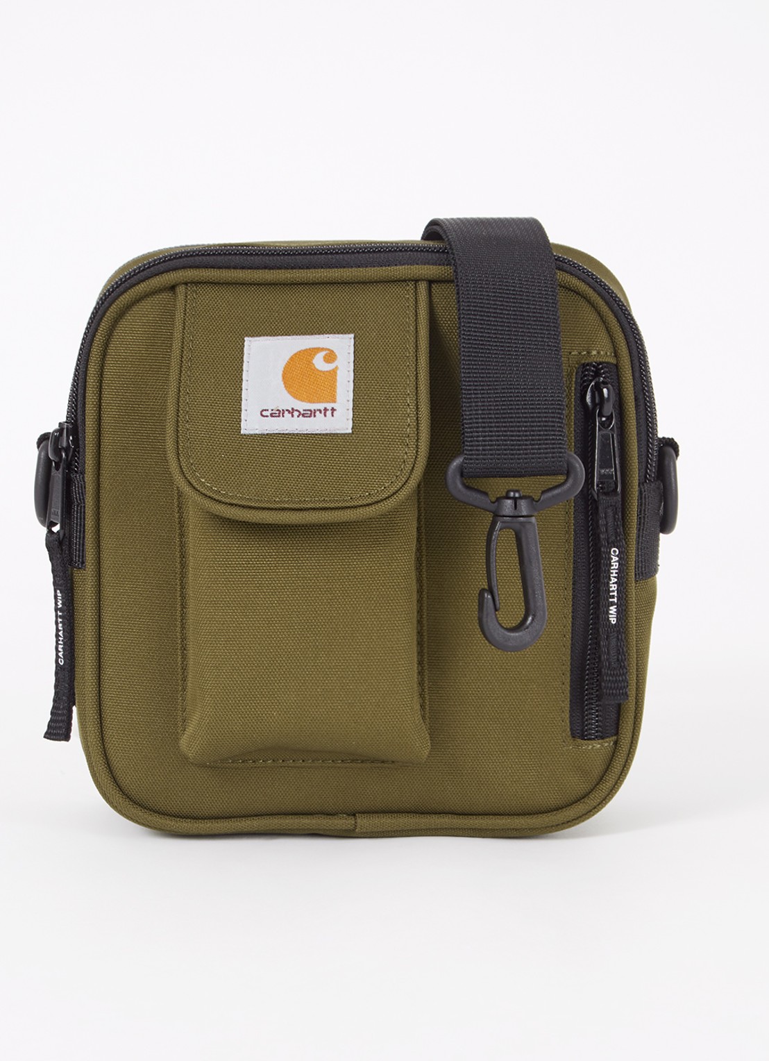 Carhartt WIP Essentials Small crossbodytas met logo - voorkant 2 legergroen