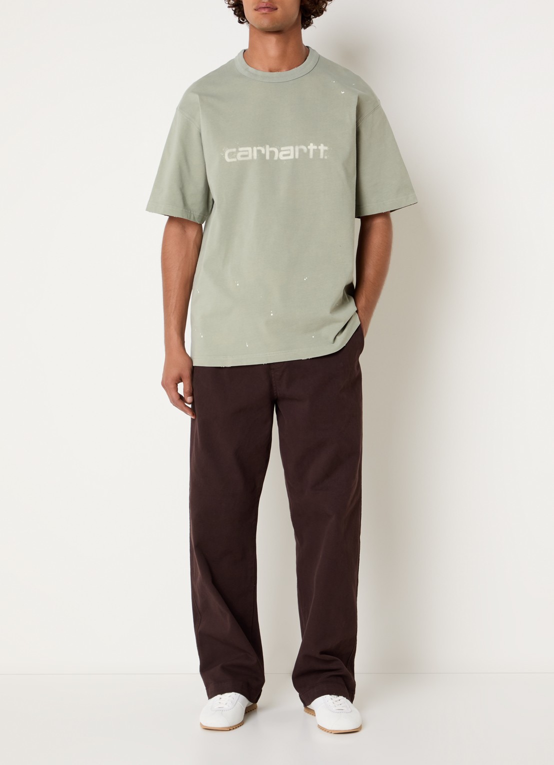 Carhartt WIP Floyde straight fit broek met steekzakken - voorkant 3 bruin