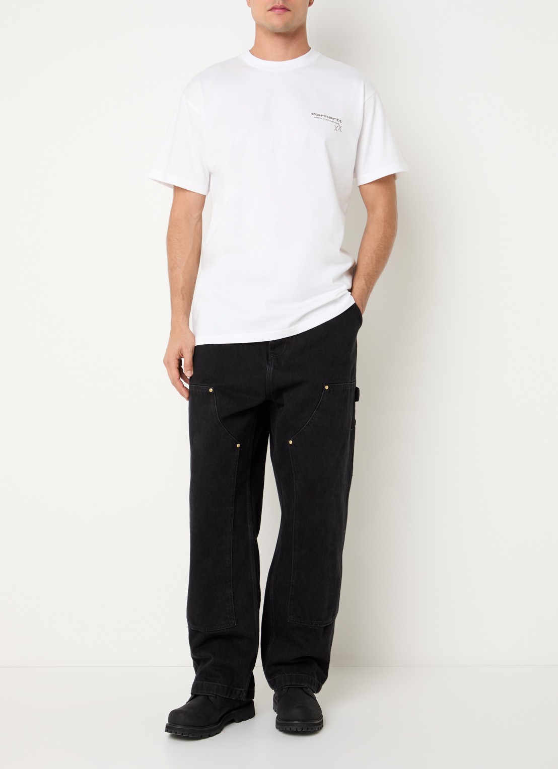 Carhartt WIP Garble T-shirt met logoprint - voorkant 2 wit