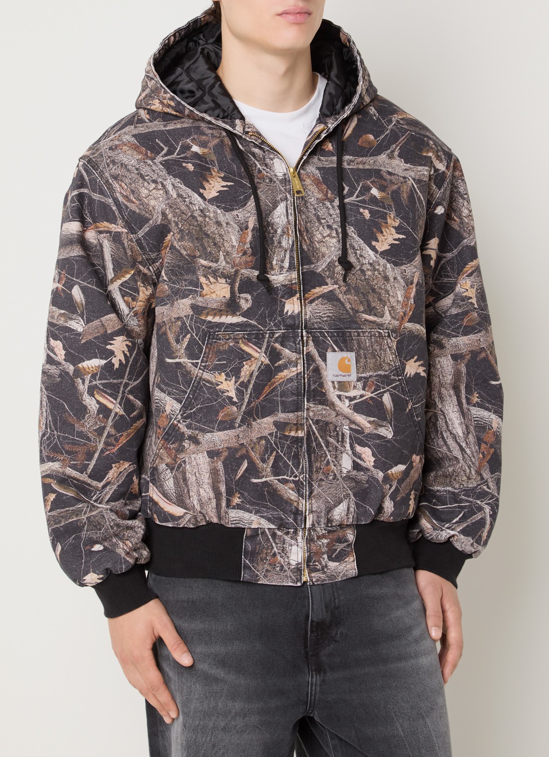 Carhartt WIP Gewatteerde jack met capuchon en steekzakken - detail 2 antraciet