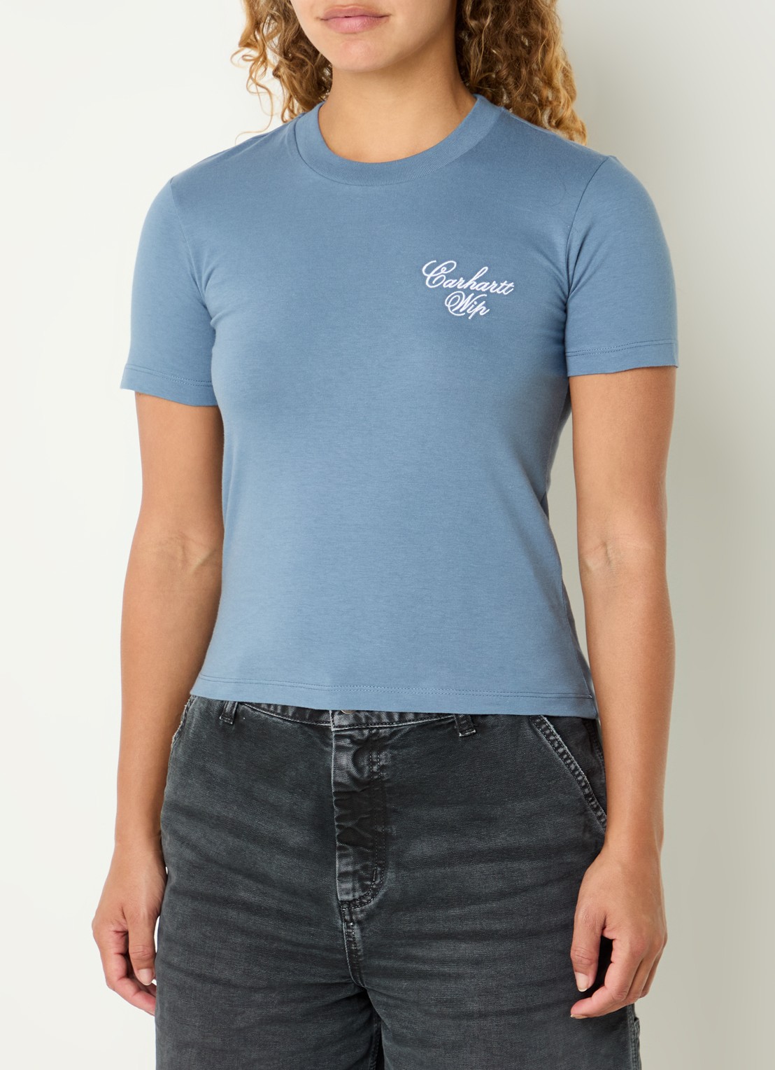 Carhartt WIP Gracious T-shirt met logoborduring - detail 2 blauwgrijs