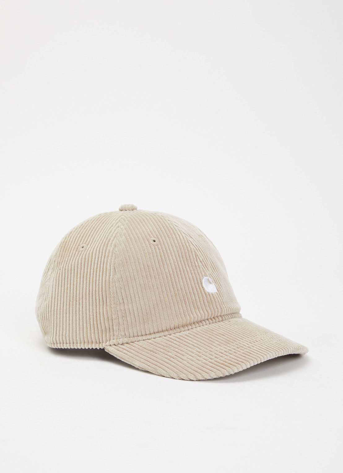Carhartt WIP Harlem pet van corduroy met logoborduring - voorkant 2 beige