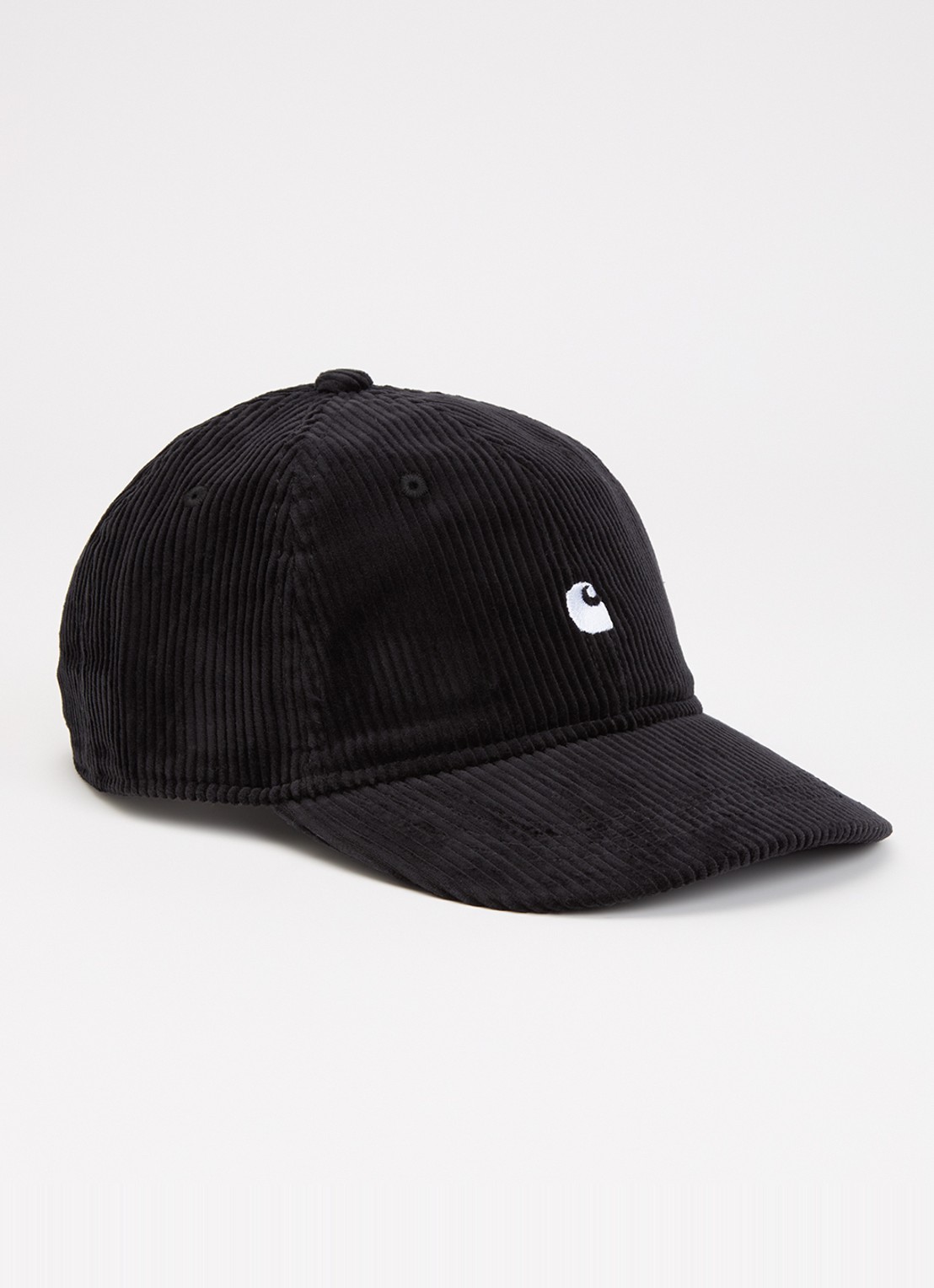 Carhartt WIP Harlem pet van corduroy met logoborduring - voorkant 2 zwart