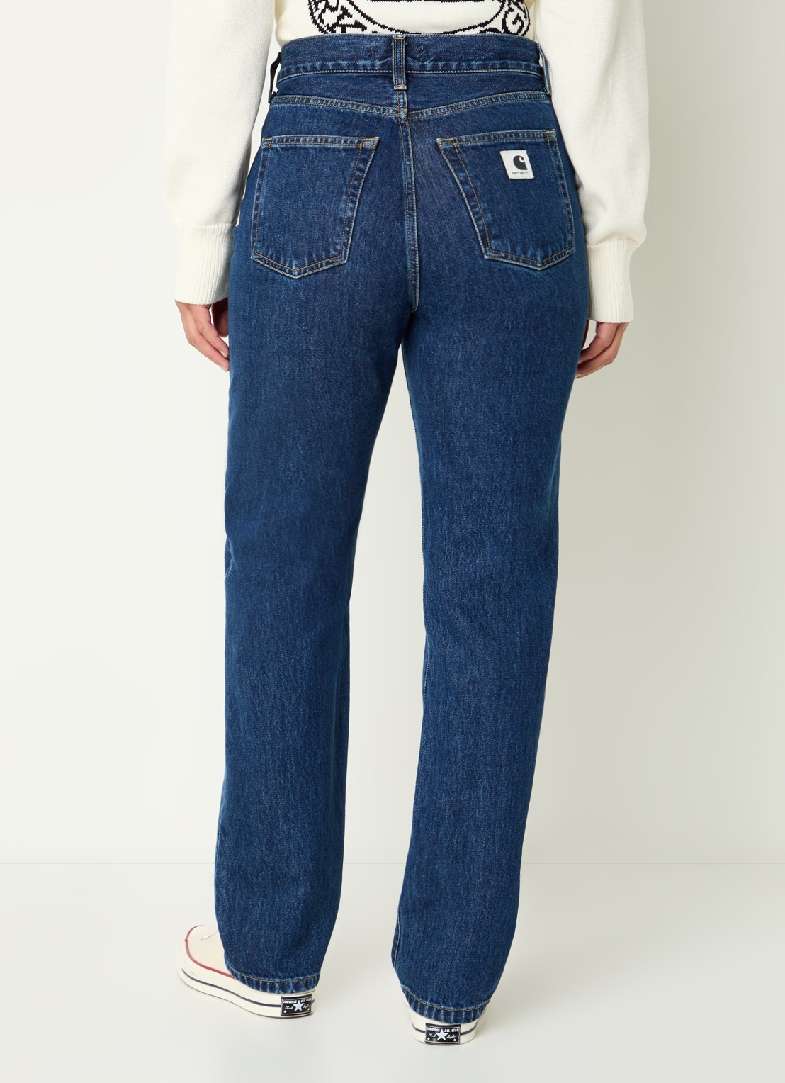 Carhartt WIP High waist straight leg jeans met donkere wassing - achterkant indigo