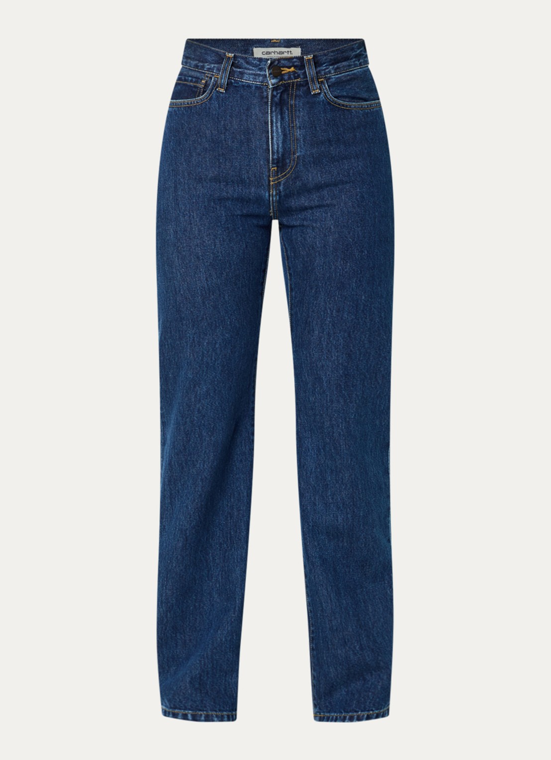 Carhartt WIP High waist straight leg jeans met donkere wassing - voorkant 2 indigo