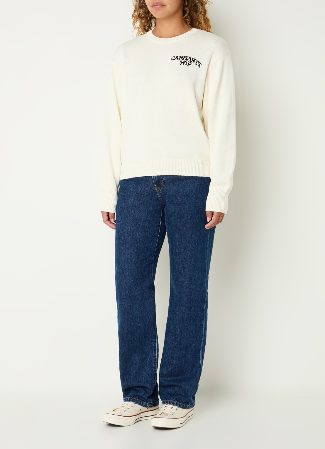 Carhartt WIP High waist straight leg jeans met donkere wassing - voorkant 3 indigo