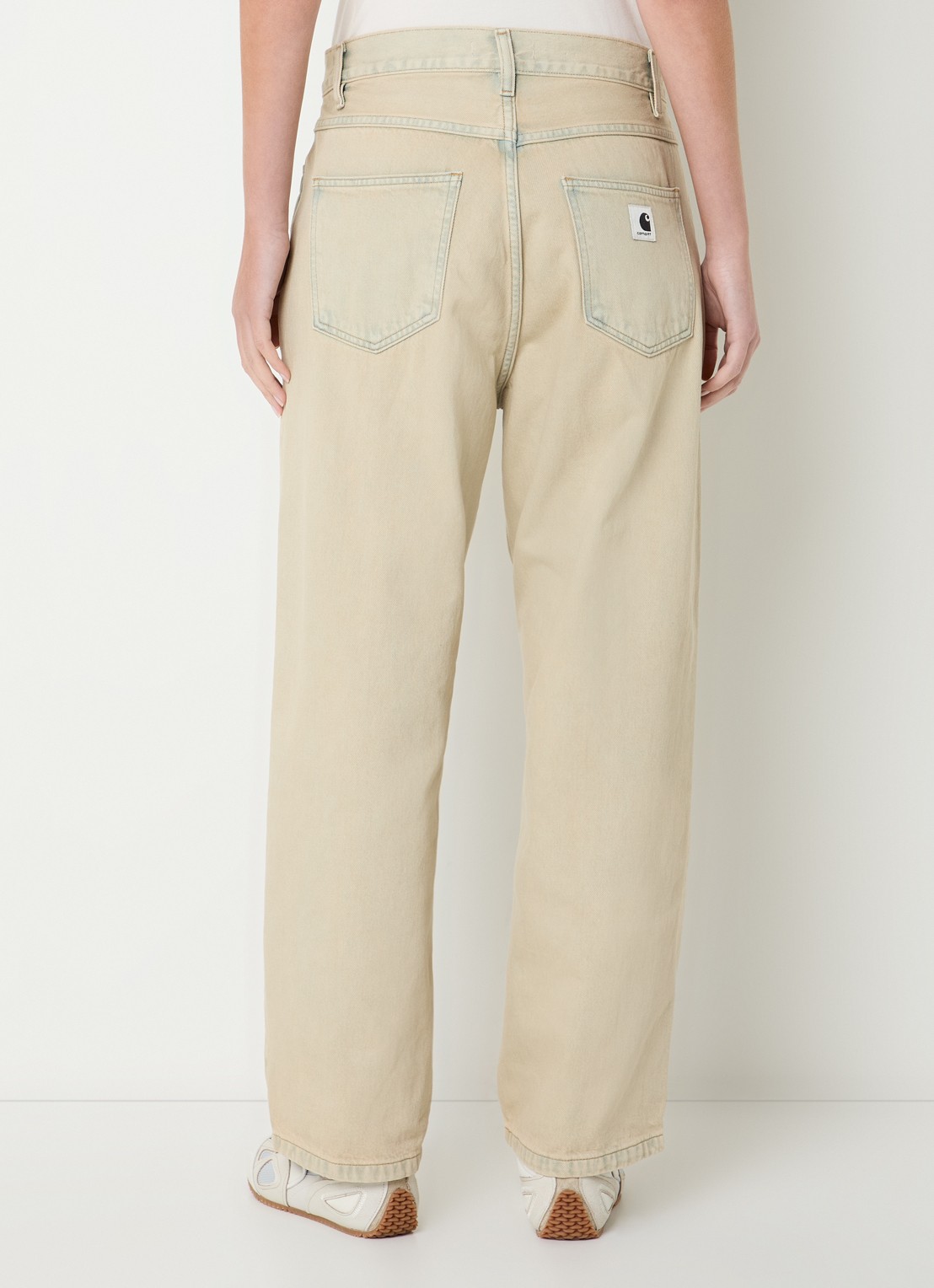 Carhartt WIP High waist straight leg jeans met gekleurde wassing - achterkant creme