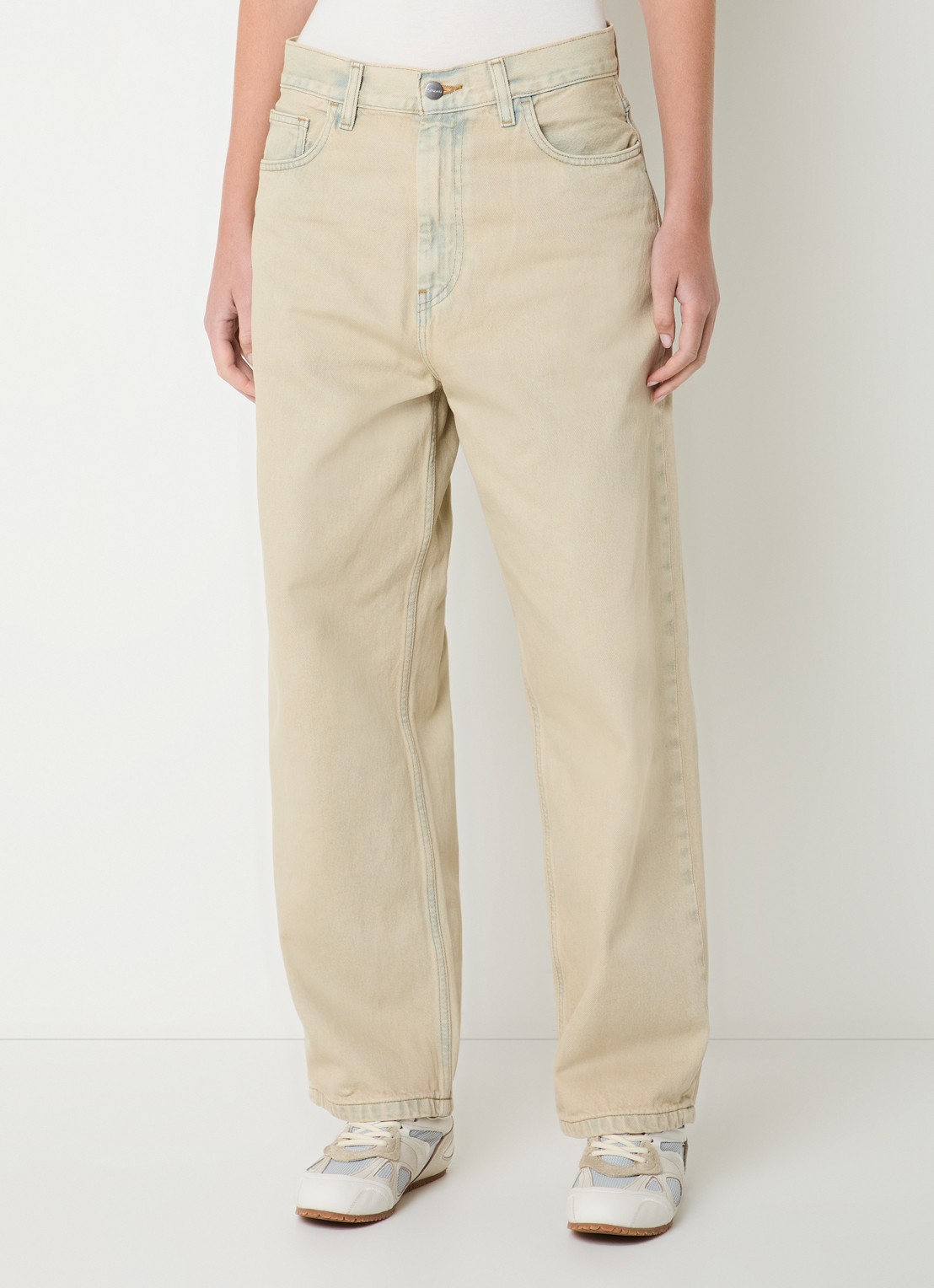 Carhartt WIP High waist straight leg jeans met gekleurde wassing - detail 4 creme