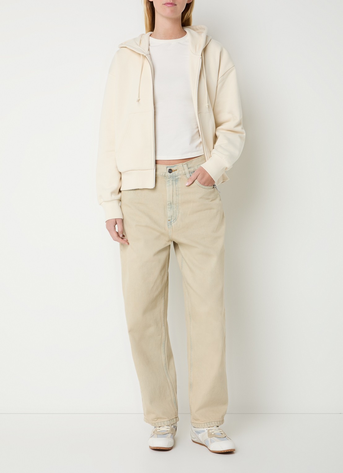 Carhartt WIP High waist straight leg jeans met gekleurde wassing - voorkant 3 creme