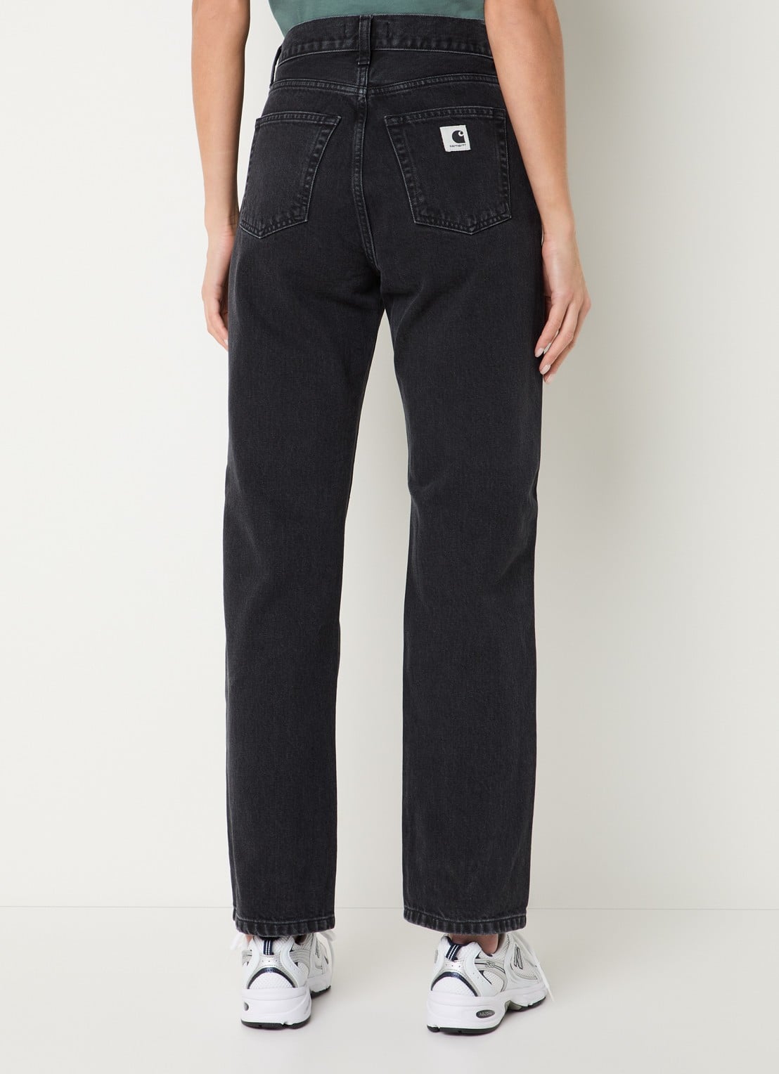 Carhartt WIP High waist straight leg jeans met gekleurde wassing - achterkant 3 zwart