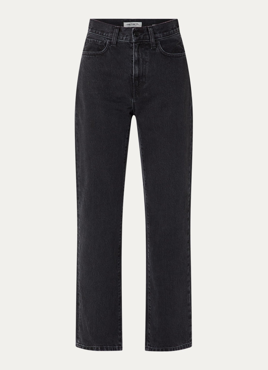 Carhartt WIP High waist straight leg jeans met gekleurde wassing - voorkant 4 zwart